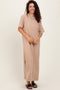 Taupe Short Sleeve Knit T-Shirt Maxi Dress