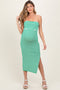 Green/White Striped Strapless Fitted Maternity Maxi Dress