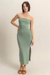 Sage Strapless Fitted Maternity Maxi Dress
