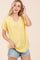 Yellow Ribbed Notched Neckline Top