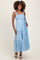 Light Blue Smocked Tiered Maternity Midi Dress