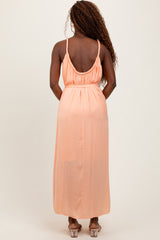 Peach Braided Neckline Maxi Dress