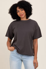 Black Boxy Raw Edge Short Sleeve Tee