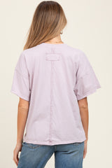 Lavender Boxy Raw Edge Maternity Short Sleeve Tee