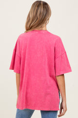 Fuchsia Washed Oversized Boxy Maternity Tee