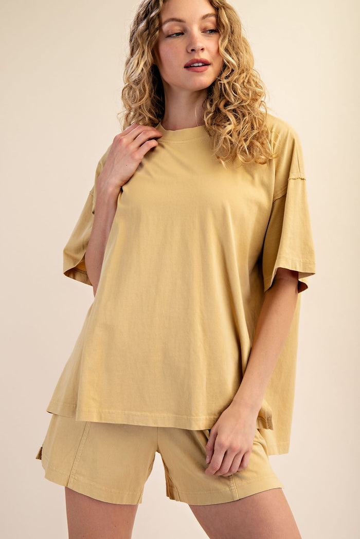Yellow Washed Oversized Boxy Maternity Tee