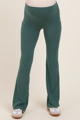 Forest Green Active Pocket Flared Maternity Leggings