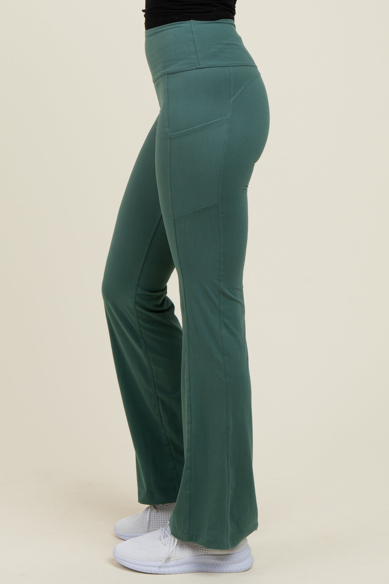 Forest Green Active Pocket Flared Leggings
