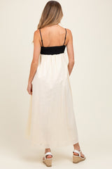 Cream Contrast Skirt Maternity Maxi Dress