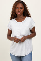 Heather Gray Double Layer Short Sleeve Maternity Nursing Top