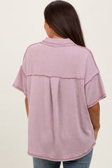 Mauve Ribbed Reverse Stitch Maternity Tunic Top