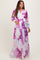 Purple Floral Chiffon Long Sleeve Maternity Maxi Dress