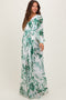Forest Green Floral Chiffon Long Sleeve Maternity Maxi Dress