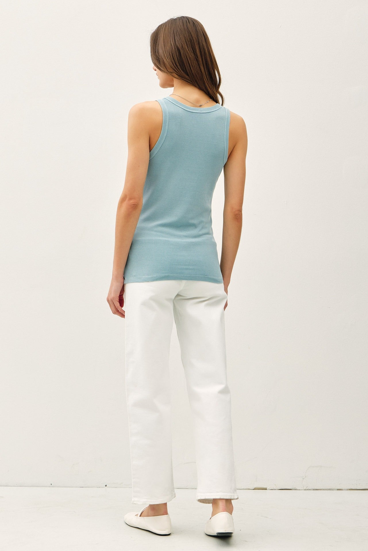 Light Blue Sleeveless Ribbed Top
