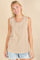 Beige Raw Hem Button Detail Sleeveless Top