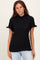 Black Solid Puff Knit Mock Neck Top