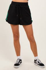 Black Drawstring Stripe Detail Shorts