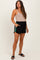 Black Drawstring Stripe Detail Maternity Shorts