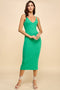 Green Ribbed Cami Midi Dress