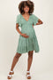 Light Olive Floral Smocked V-Neck Maternity Mini Dress