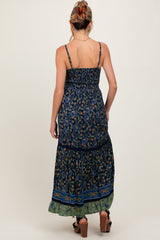 Navy Floral Twist Front Cutout Maternity Maxi Dress