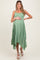 Light Olive Floral Handkerchief Hem Maternity Midi Dress