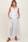 White Plaid Sleeveless Sash Tie Maternity Shirt Dress