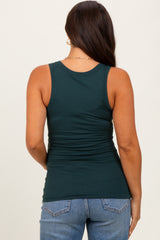 Forest Green Ribbed Crossover Neckline Maternity/Nursing Tank
