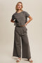 Olive Basic Tee And Wide Leg Pant Set