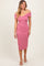 Mauve Off Shoulder Fitted Midi Dress
