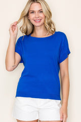 Royal Blue Knit Short Sleeve Top