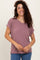 Mauve Terry V-Neck Short Sleeve Top