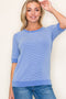 Blue Terry Striped Raglan Sleeve Top