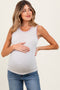 Ivory Solid Ribbed Maternity Tank Top