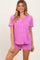 Mauve Short Sleeve Button Down Shirt Shorts Set