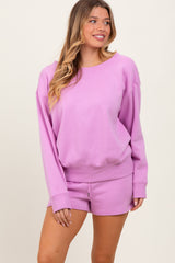 Mauve Fleece Sweatshirt Shorts Set