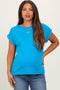 Aqua Rolled Short Sleeve Maternity Tee