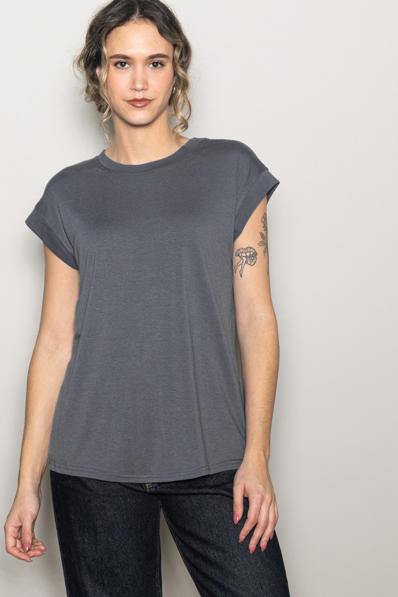 Charcoal Crew Neck Maternity Muscle Tee