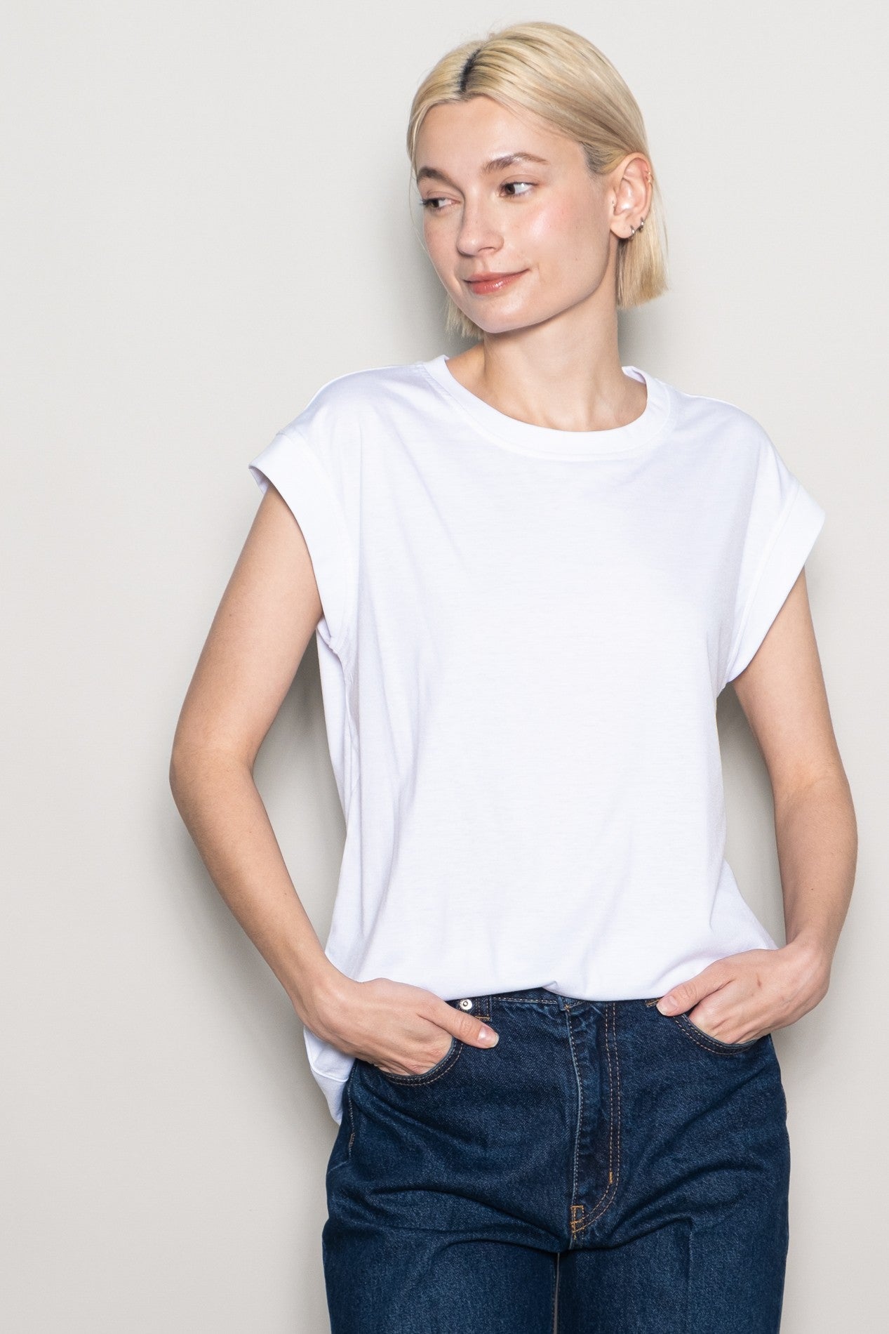 White Crew Neck Maternity Muscle Tee