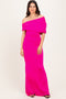 Pink Off Shoulder Foldover Ruched Maxi Dress