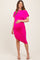 Fuchsia One Shoulder Ruched Maternity Dress