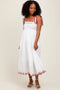 Ivory Embroidered Tiered Midi Dress