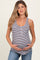 Brown Striped Button Front Maternity Tank Top