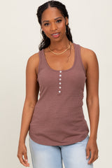 Mauve Button Front Tank Top