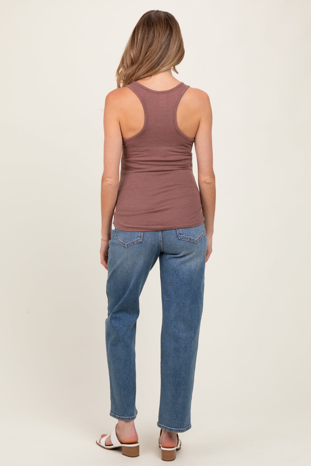 Mauve Button Front Maternity Tank Top