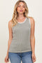 Light Olive Solid Ribbed Tank Top