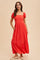 Red Ruffle Detail Square Neck Maxi Dress
