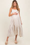Beige Wide Stripe Linen Blend Sleeveless Maternity Maxi Dress