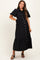 Black Puff Sleeve Side Tie Maternity Midi Shirt Dress