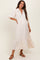 Cream Floral Applique Collared Maternity Midi Dress